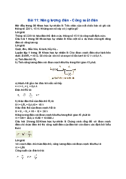 Giải Khoa học tự nhiên 9 Chân trời sáng tạo Bài 11: Năng lượng điện. Công suất điện