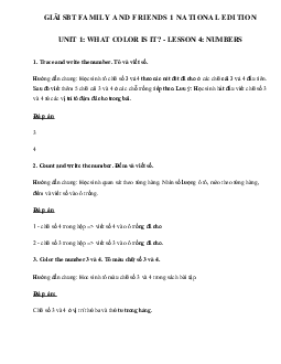 Giải SBT tiếng Anh lớp 1 Unit 1 What color is it? Lesson 4 | Family & Friends