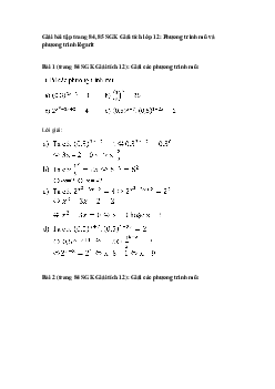 Giải bài tập trang 84, 85 SGK Giải tích lớp 12: Phương trình mũ và phương trình lôgarit