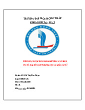 Tiểu luận Lập kế hoạch Maketing cho sản phẩm cụ thể môn Marketing căn bản | Đại học Đồng Tháp