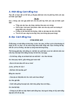 Giải SGK Tiếng Việt 5 trang 13 Bài 2: Cánh đồng hoa - Kết nối tri thức (Tập 1)