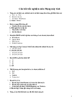 Bộ câu hỏi trắc nghiệm ôn tập môn Mạng máy tính có đáp án
