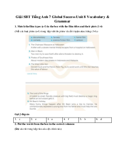 Giải SBT Tiếng Anh 7 Global Success Unit 8 Vocabulary & Grammar