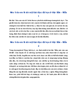 Viết đoạn văn ngắn nêu lí do em thích một bài đọc đã học ở lớp Bốn | Tập làm văn 4