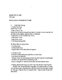 Summary Kinh Tế Vi Mô | Kinh Tế Vi Mô | Trường Đại học Thủy Lợi