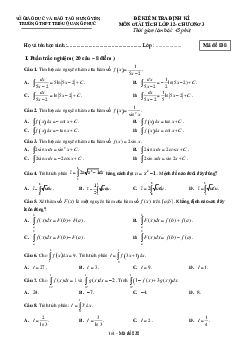 Đề kiểm tra định kỳ Giải tích 12 chương 3 trường THPT Triệu Quang Phục – Hưng Yên