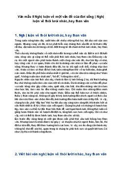 Văn mẫu 8 Nghị luận về một vấn đề của đời sống | Nghị luận về thói lười nhác, hay than vãn