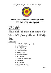 [BTL] Đề tài : Phân tích bộ máy nhà nước Việt Nam thời phong kiến và thời hiện đại | Trường Đại học Hồng Đức