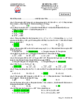 Đề kiểm tra 1 tiết Hình học 11 chương 1 (Phép biến hình) trường THPT Đức Hòa – Long An