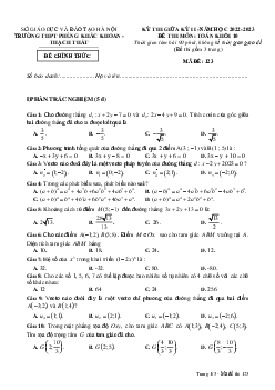 Đề giữa kỳ 2 Toán 10 năm 2022 – 2023 trường THPT Phùng Khắc Khoan – Hà Nội