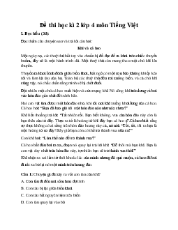 Đề thi học kì 2 lớp 4 môn Tiếng Việt năm 2024 (Đề 1)