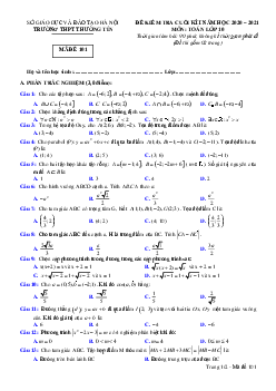 Đề thi cuối kì 1 Toán 10 năm 2020 – 2021 trường THPT Thường Tín – Hà Nội
