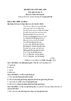 Đề thi giữa học kì 2 môn Ngữ văn 10 sách CTST - Đề 3