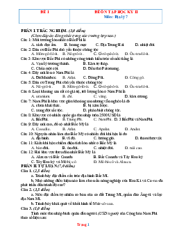 Bộ đề thi HK2 môn Địa 7 năm học 2021-2022 (có đáp án)
