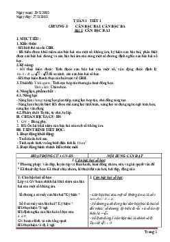 Giáo án Đại số 9 học kỳ I theo phương pháp mới