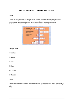 Giải Tiếng Anh 6 Unit 1: Puzzles and Games  - Friends Plus