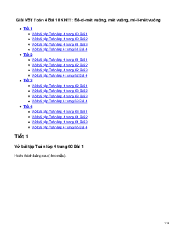 Vở bài tập Toán lớp 4 trang 60 Bài 18: Đề-xi-mét vuông, mét vuông, mi-li-mét vuông Kết nối tri thức