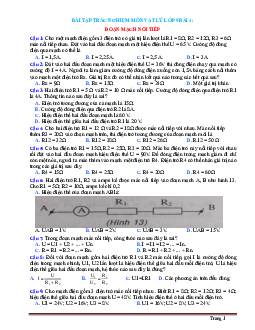 Bài tập trắc nghiệm môn vật lý 9 Bài 4 Đoạn mạch nối tiếp (có đáp án)