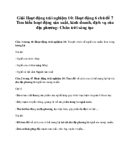 Giải Hoạt động trải nghiệm 10: Hoạt động 6 chủ đề 7 Chân Trời Sáng Tạo