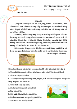 Phiếu Bài tập cuối tuần Tiếng Việt lớp 2 - Học kì 1 | Cánh diều Tuần 5 nâng cao