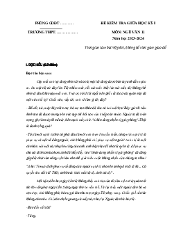 Đề thi giữa học kì 1 môn Ngữ văn 11 năm 2023 - 2024 sách Kết nối tri thức với cuộc sống | Đề 3