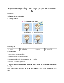 Giải sách bài tập Tiếng Anh 7 Right On Unit 1 Vocabulary 1c