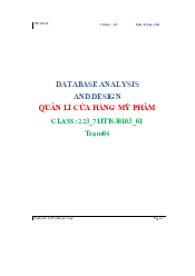 Database Analysis and Design môn Cơ sở dữ liệu | Đại học Văn Lang