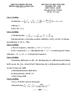 Đề giao lưu HSG Toán 8 năm 2017 – 2018 phòng GD&ĐT Chí Linh – Hải Dương