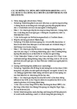 Các xu hướng tác động đến tiếp thị marketing 4.0 và các hàm ý của chúng mà chuyên gia tiếp thị mang tới Khách hàng