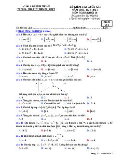 Đề thi giữa kì 1 Toán 10 năm 2020 – 2021 trường THPT Lý Thường Kiệt – Bình Thuận