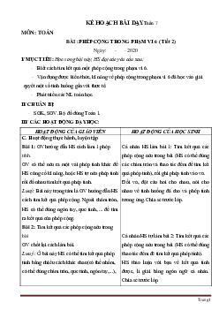Giáo án Toán lớp 1 sách Cánh Diều tuần 7