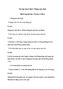 Giải Tin học 6 Bài 4: Mạng máy tính | Kết nối tri thức