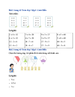 Giải SGK Toán lớp 3 trang 63, 64 Em ôn lại những gì đã học | Cánh Diều
