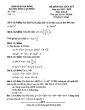 Đề giữa kì 1 Toán 8 năm 2024 – 2025 trường THCS Vạn Phúc – Hà Nội