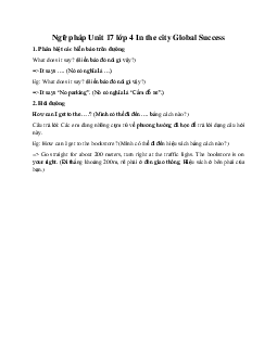 Ngữ pháp Unit 17 lớp 4 In the city Global Success