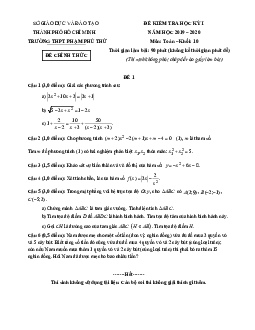 Đề thi học kì 1 Toán 10 năm 2019 – 2020 trường THPT Phạm Phú Thứ – TP HCM