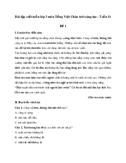 Bài tập cuối tuần lớp 3 môn Tiếng Việt Chân trời sáng tạo - Tuần 11