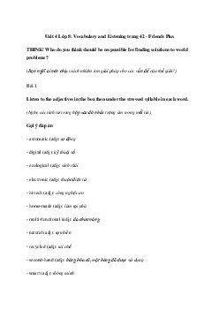 Giải Tiếng Anh 8 Unit 4: Vocabulary and Listening | Friends Plus