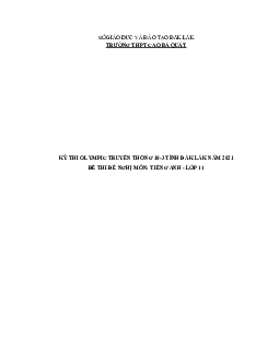 Đề thi Olympic 10 tháng 3 lần thứ 5 môn Tiếng Anh năm 2021 lớp 11 THPT Cao Bá Quát