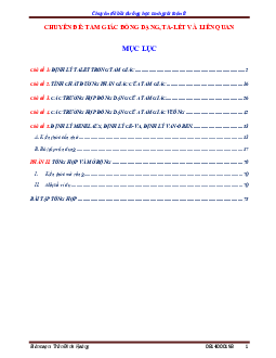 Chuyên đề tam giác đồng dạng, Ta-lét và liên quan bồi dưỡng học sinh giỏi Toán 8