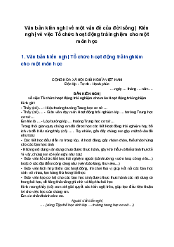 Văn mẫu 8 | Kiến nghị về việc Tổ chức hoạt động trải nghiệm cho một môn học