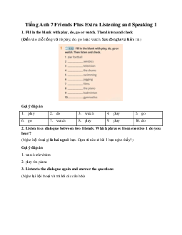 Tiếng Anh 7 Friends Plus Extra Listening and Speaking 1