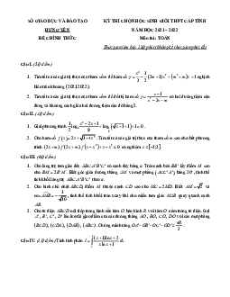 Đề thi học sinh giỏi Toán THPT cấp tỉnh năm 2021 – 2022 sở GD&ĐT Hưng Yên