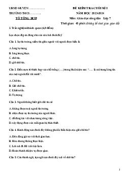 Đề thi học kì 1 môn Giáo dục công dân 7 năm 2023 - 2024 sách Chân trời sáng tạo - Đề 2