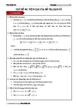 Chủ đề tiệm cận của đồ thị hàm số ôn thi tốt nghiệp THPT môn Toán