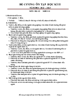 Đề cương ôn tập học kì 2 môn Địa lý lớp 10 năm 2022 - 2023 (Sách mới) | đề 2 Chân Trời Sáng Tạo