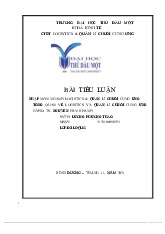 Bài Tiểu Luận_ Tổng Quan Về Logistics và Quản Lý Chuỗi Cung Ứng môn Logistic và quản lý chuỗi cung ứng - Trường Đại học Thủ Dầu Một.