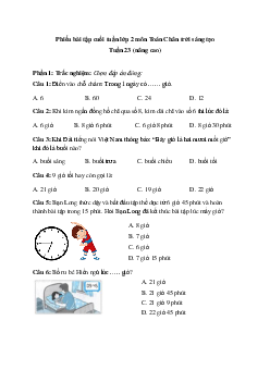 Đề kiểm tra cuối tuần Toán lớp 2| Chân trời sáng tạo - Tuần 23 (nâng cao)