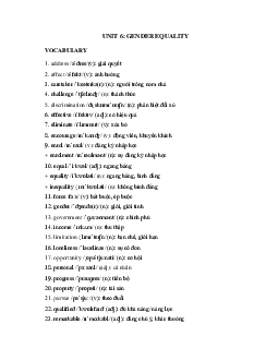 Từ vựng Tiếng Anh 10 Unit 6: Gender Equality - Global Success