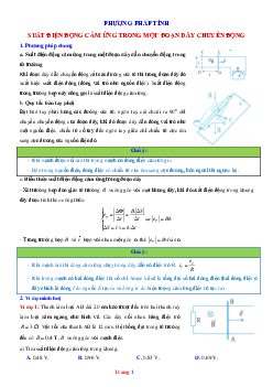 Phương pháp tính suất điện cảm ứng trong một đoạn dây chuyển động (có lời giải)